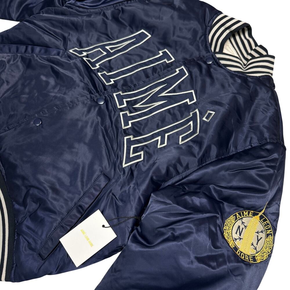 Aime Leon Dore Reversible Varsity Jacket Navy/Cream Size M View 3